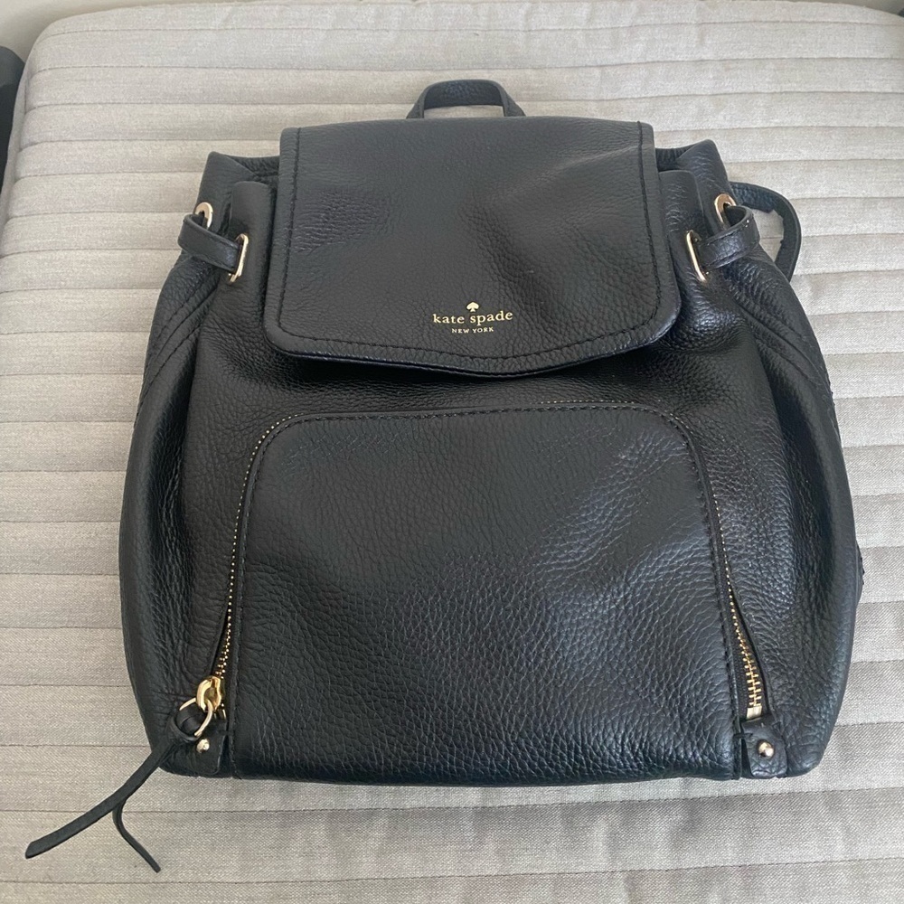 Kate Spade Black Backpack Pebbled Leather